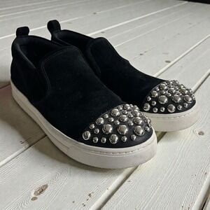 Marc by Marc Jacobs Black Suede Studded Cap Toe Slip On Sneakers Women's 8